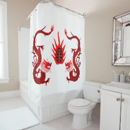  Dragon Holiday Rood en Zwart Douchegordijn