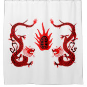  Dragon Holiday Rood en Zwart Douchegordijn (Voorkant)