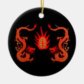  Dragon Holiday Rood en Zwart Keramisch Ornament (Voorkant)