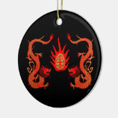  Dragon Holiday Rood en Zwart Keramisch Ornament (Links)