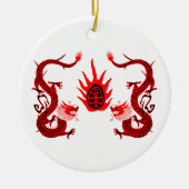 Dragon Holiday Rood en Zwart Keramisch Ornament (Voorkant)