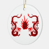 Dragon Holiday Rood en Zwart Keramisch Ornament (Links)