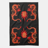  Dragon Holiday Rood en Zwart Theedoek (Verticaal)
