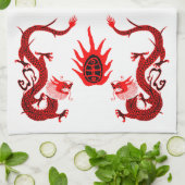  Dragon Holiday Rood en Zwart Theedoek (Gevouwen)
