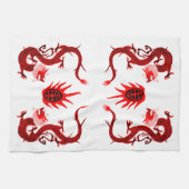  Dragon Holiday Rood en Zwart Theedoek (Horizontaal)