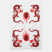  Dragon Holiday Rood en Zwart Theedoek (Verticaal)