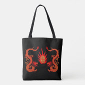Dragon Holiday Rood en Zwart Tote Bag (Achterkant)