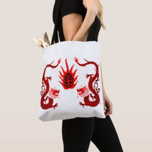  Dragon Holiday Rood en Zwart Tote Bag