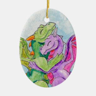 Dragon Hug Keramisch Ornament