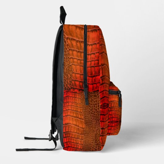 Dragon in helder Sinaasappel Faux Leather Bedrukte Rugzak (Links)