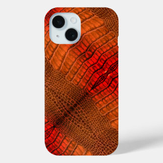 Dragon in helder Sinaasappel Faux Leather iPhone 15 Case