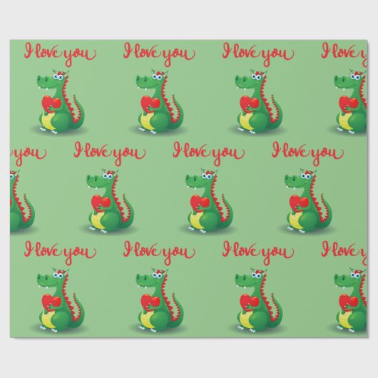 Dragon in Love Cadeaupapier (Vlak)