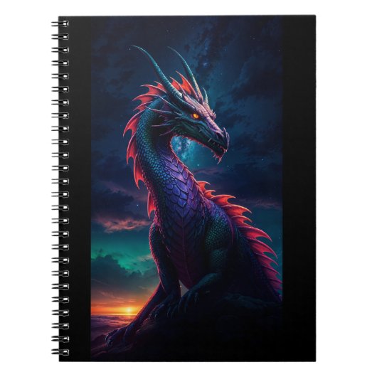 Dragon in Night Sky Notitieboek (Voorkant)