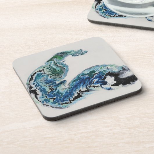 “Dragon in the Waves – Abstract Ocean Energy Bever Bier Onderzetter (Linkerzijde)