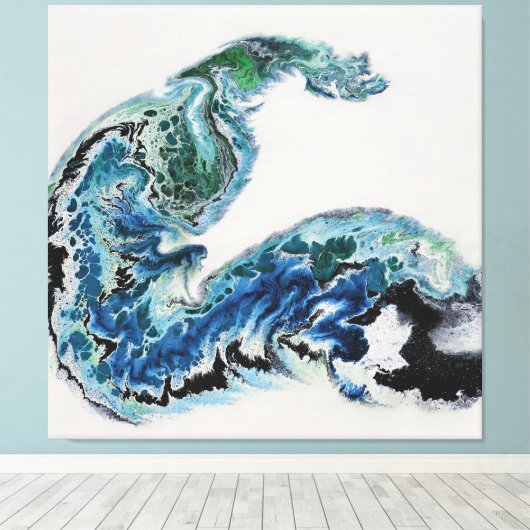 “Dragon in the Waves – Abstract Ocean Energy Canva Canvas Afdruk (Insitu (Houten vloer))