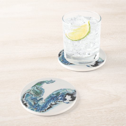 “Dragon in the Waves – Abstract Ocean Energy Coast Zandsteen Onderzetter (Zijkant)