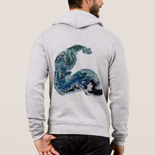 Dragon in the Waves – Abstract Ocean Energy Hoodie (Achterkant)