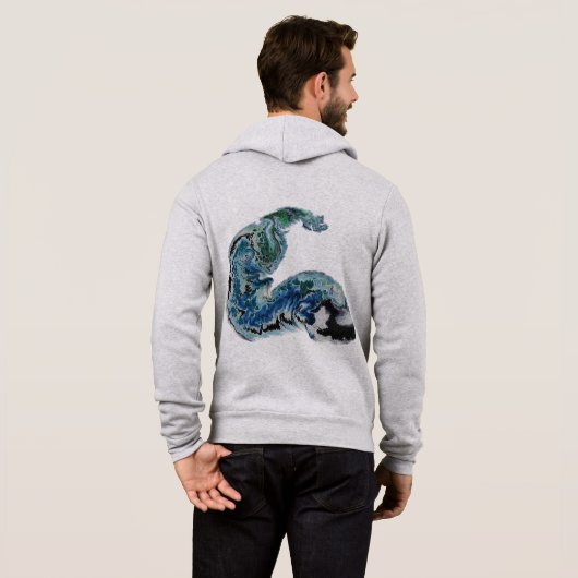 Dragon in the Waves – Abstract Ocean Energy Hoodie (Achterkant volledig)