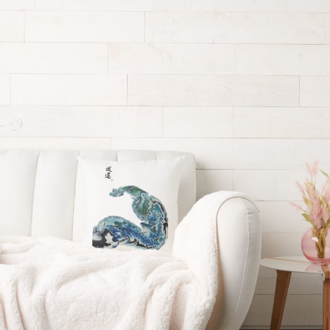 Dragon in the Waves – Abstract Ocean Energy Kussen (Bank)