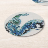 “Dragon in the Waves – Abstract Ocean Energy Round Ronde Kartonnen Onderzetter (Gebogen)