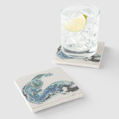 “Dragon in the Waves – Abstract Ocean Energy Stone Stenen Onderzetter (Zijkant)