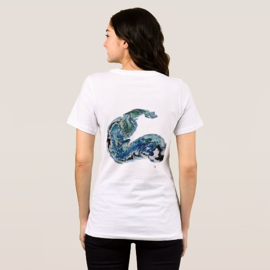 Dragon in the Waves – Abstract Ocean Energy Tri-Blend Shirt (Achterkant volledig)