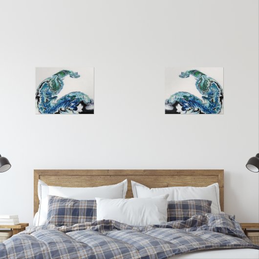 Dragon in the Waves – Abstract Ocean  Muurkunst Sets (Slaapkamer)