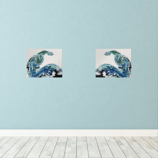 Dragon in the Waves – Abstract Ocean  Muurkunst Sets (Houten vloer)
