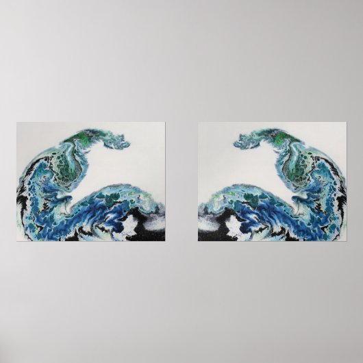 Dragon in the Waves – Abstract Ocean  Muurkunst Sets (Voorkant)