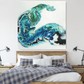 Dragon in the Waves: Abstracte oceaanenergie Canvas Afdruk (Insitu (Slaapkamer))