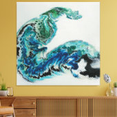 Dragon in the Waves: Abstracte oceaanenergie Canvas Afdruk (Insitu (Woonkamer))