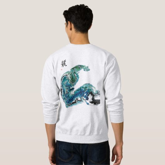 Dragon in the Waves – Abstracte oceaanenergie Trui (Achterkant volledig)