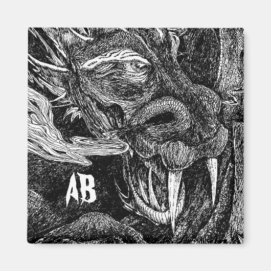 Dragon initialen fridge magnet (Voorkant)