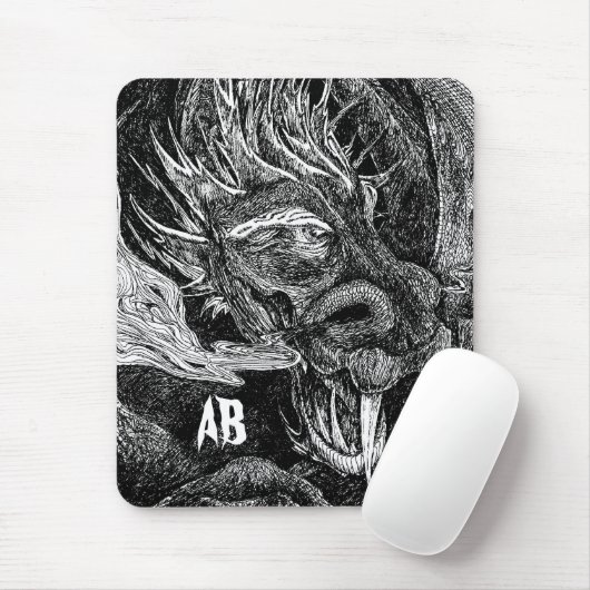 Dragon: initialen mousepad muismat (Met muis)