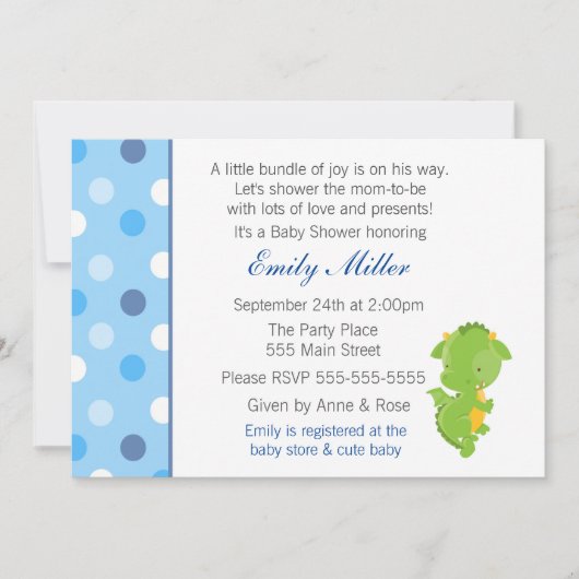Dragon Invitation Baby Boy Shower Kaart (Voorkant)
