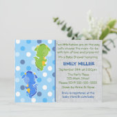Dragon Invitation Twins Baby shower Kaart (Staand voorkant)