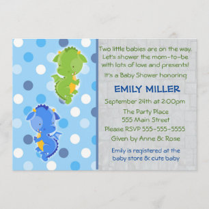 Dragon Invitation Twins Baby shower Kaart