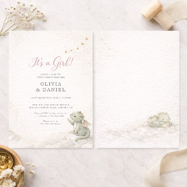 Dragon It's a Girl Couples Storybook Baby Shower Kaart