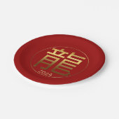 Dragon Jaar 2024 Goud met ingegraveerd effect Papi Papieren Bordje (Gekanteld)