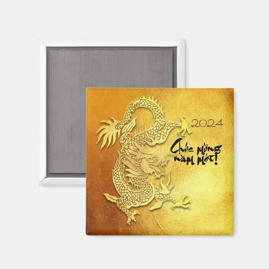 Dragon Jaar aangepaste Y Groet Vietnamese Goud SqM Magneet (Voorkant / Achterkant)