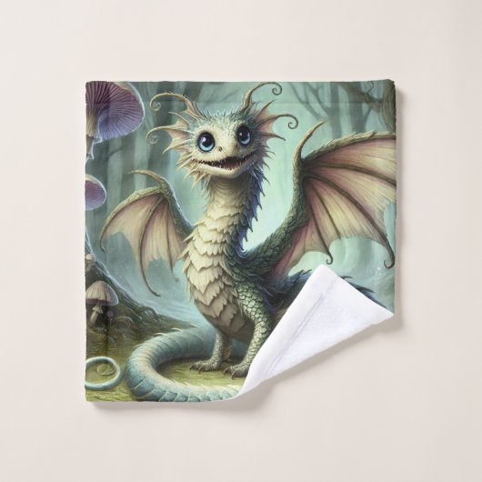 Dragon Jabberwocky Schattigee Fantasy Creature Art Bad Handdoek (Wasdoekje)