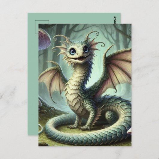 Dragon Jabberwocky Schattigee Fantasy Creature Art Briefkaart (Voorkant / Achterkant)