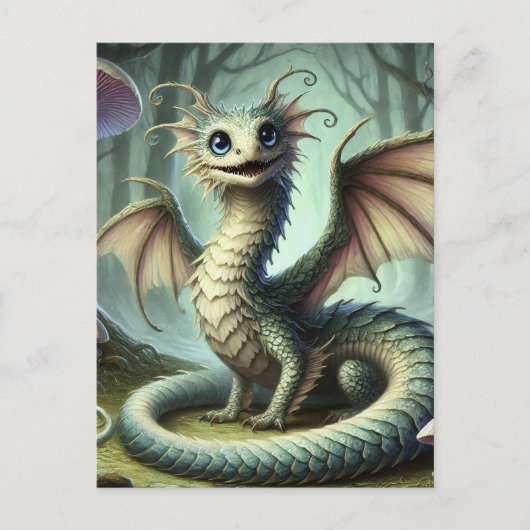 Dragon Jabberwocky Schattigee Fantasy Creature Art Briefkaart (Voorkant)