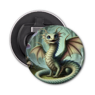 Dragon Jabberwocky Schattigee Fantasy Creature Art Button Flesopener
