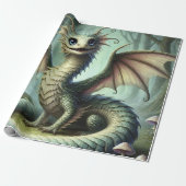 Dragon Jabberwocky Schattigee Fantasy Creature Art Cadeaupapier (Uitgerold)