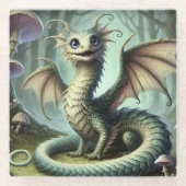 Dragon Jabberwocky Schattigee Fantasy Creature Art Glazen Onderzetter (Voorkant)