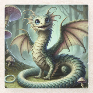 Dragon Jabberwocky Schattigee Fantasy Creature Art Glazen Onderzetter