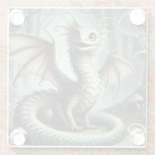 Dragon Jabberwocky Schattigee Fantasy Creature Art Glazen Onderzetter (Achterkant)