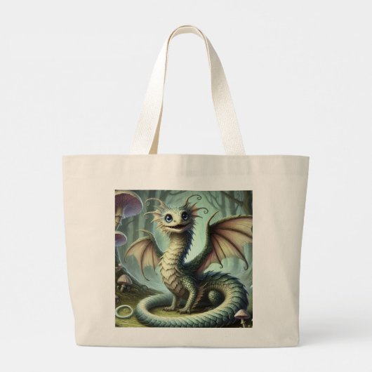 Dragon Jabberwocky Schattigee Fantasy Creature Art Grote Tote Bag (Achterkant)