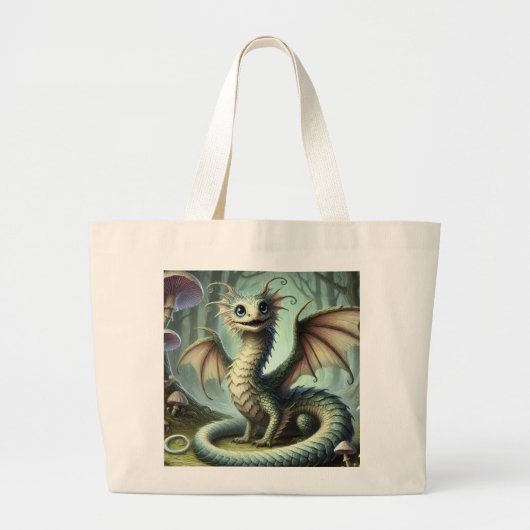 Dragon Jabberwocky Schattigee Fantasy Creature Art Grote Tote Bag (Voorkant)